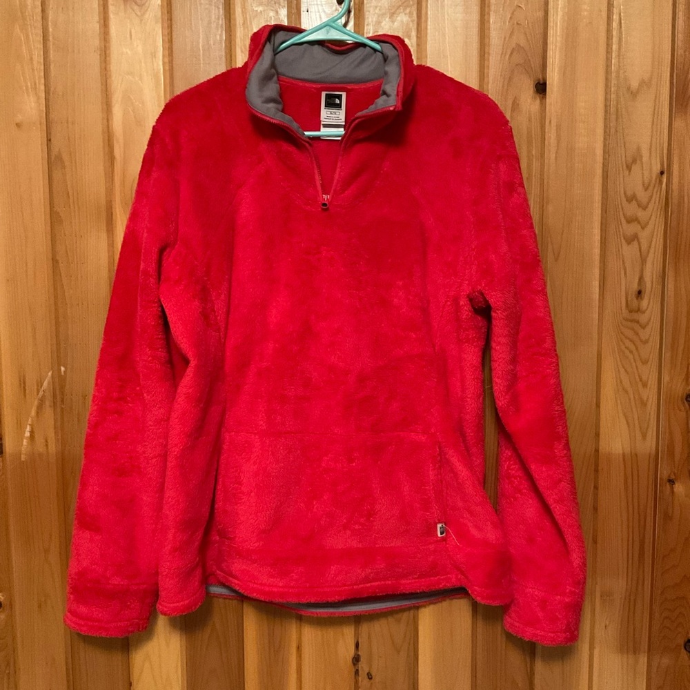Fuzzy Bright Pink North Face Pullover XL